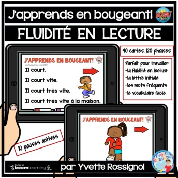 Preview of French Reading Boom Cards with Brain Breaks | Fluidité en lecture