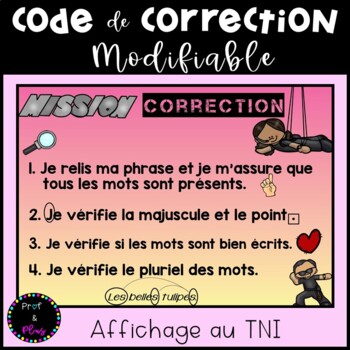 Preview of French EDITABLE Correction Code | Code de correction MODIFIABLE