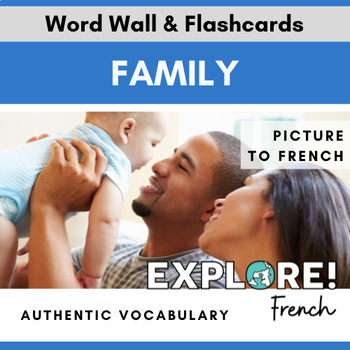 Preview of French | EDITABLE Family Word Wall & Vocabulary Flashcards
