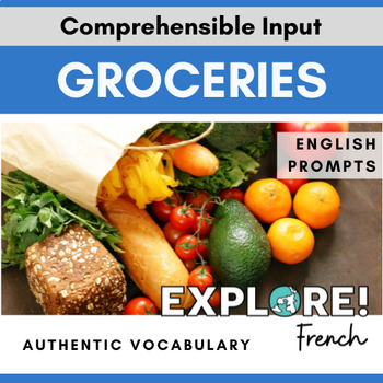 Preview of French | EDITABLE Food: Groceries Word Wall & Vocabulary Flashcards