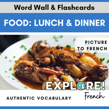 Preview of French | EDITABLE Food: Lunch & Dinner Word Wall Vocabulary Flashcards