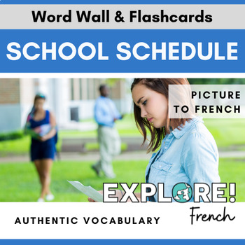 Preview of French | EDITABLE School Schedule & Classes Word Wall & Vocabulary Flashcards
