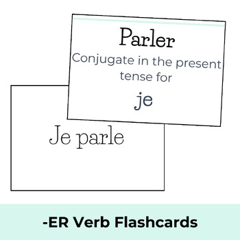 Preview of French -ER/-RE/-IR verb game print and go flashcards for beginners