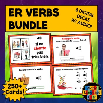 Preview of French ER Verbs Boom Cards French Digital Flashcards French Boom Cards