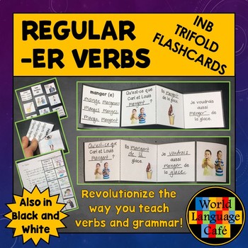 Preview of French ER Verbs Flashcards Interactive Notebook Trifold Flashcards