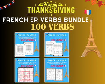 Preview of French ER Verbs - Verbes ER Present Tense Thanksgiving Bundle
