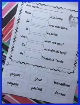 primary french er verbs present tense cut and paste