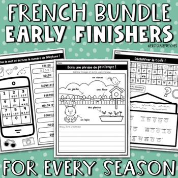 Preview of French Early Finishers FOUR SEASON BUNDLE | French Sub Plans