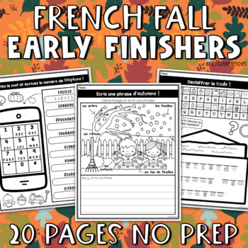 Preview of French Early Finishers Fall Packet | French Sub Plans | L'automne