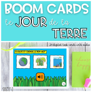 Preview of French Earth Day Vocabulary BOOM CARDS | Le jour de la Terre SET 1