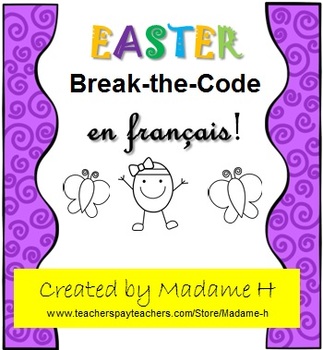 Preview of Easter-themed French Language Activity: Unlock 5 Code Challenges