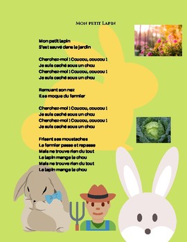 French Spring Bunny Song with vocab and syllable training | TPT
