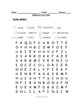 Preview of French Easter PUZZLES & WORKSHEETS | Crossword, Matching, Word search + MORE