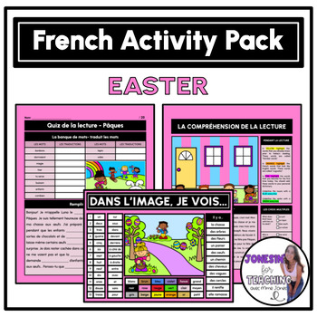 Preview of French Easter Pâques Bundle - Listening, Speaking, Reading, Writing Activities