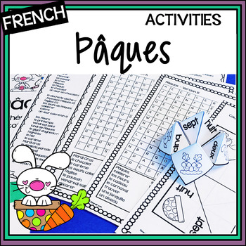 Preview of French Easter/Pâques -mots cachés-vocabulaire-activities