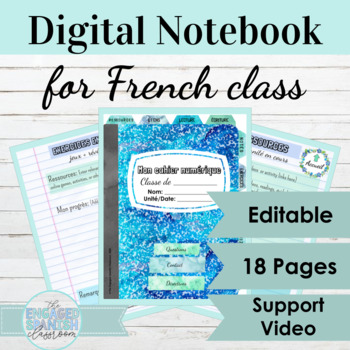 Preview of Editable Digital Interactive Notebook Template for French Class