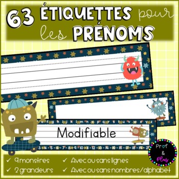 French Editable Name Tags - Monsters
