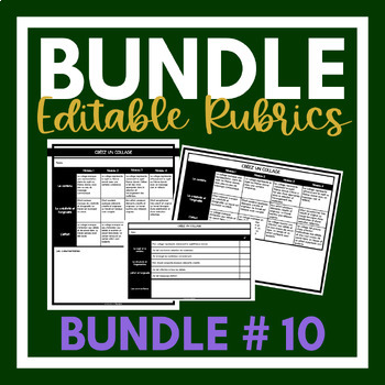 Preview of French Editable Rubrics | BUNDLE # 10