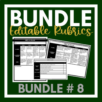 Preview of French Editable Rubrics | BUNDLE # 8