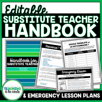 Preview of French Emergency Lesson Plans and Editable Sub Binder