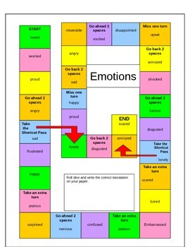 Preview of French Emotions Gameboard