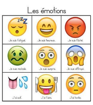 Preview of Emoji-Themed French Emotions Visual Dictionary/Game Board
