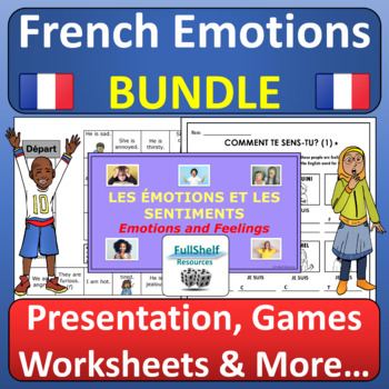 Preview of French Emotions and Feelings Les Sentiments Unit BUNDLE FSL Activities in French