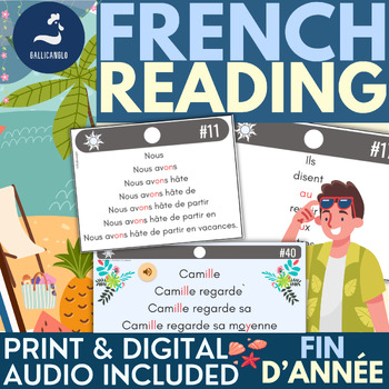 Preview of French End of Year Reading fluency passages with audio Lecture Fluence Beginners