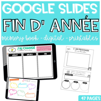 Preview of French End of Year activities Memory Book Summer activities Digital Fin d' année