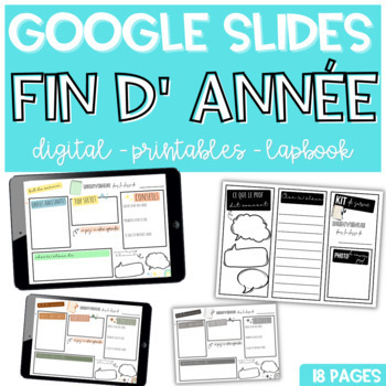 Preview of French End of Year activities Memory Lapbook Summer Activities Fin année