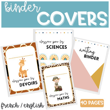 Preview of French & English Binder Covers | Data Binder, Teacher Binder, Lesson Plan & More