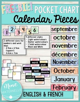 Preview of French & English Classroom Calendar for Pocket Charts!