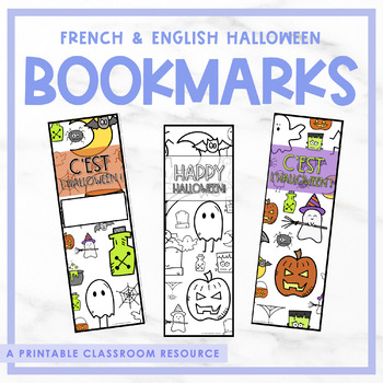 Preview of French & English Halloween Bookmarks | l'halloween