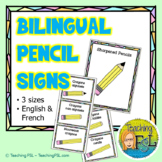 French & English Pencil Signs for Classroom Organization