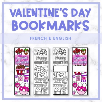 Preview of French & English Valentine's Day Bookmarks - La Saint-Valentin