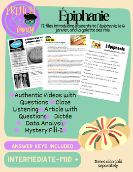 Preview of French Epiphanie Holiday Mini-Unit 12 Files Reading Listening Intermediate-Mid+