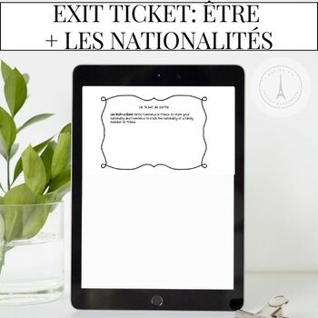 Preview of French Exit Ticket: Nationalities + Être in French