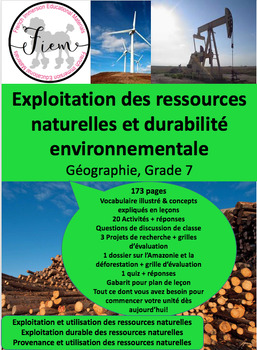 Preview of French: Exploitation des ressources naturelles, Gr.7, 173  slides, EDITED 2023