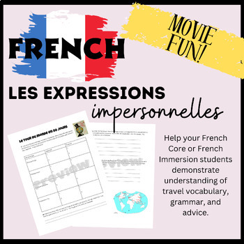 Preview of French FLE Movie Worksheet Around the World in 80 Days Travel Theme
