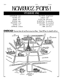 Preview of French FOLLOWING DIRECTIONS #2-PARIS map interp. reading