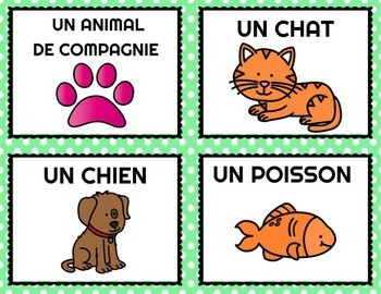 French Vocabulary Cards Les Animaux Pets Tpt