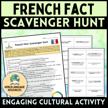 Preview of French Fact Scavenger Hunt - Back to School Culture Activity & Icebreaker!