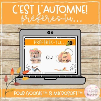 Preview of French Fall/Autumn/Thanksgiving Would You Rather Digital Slides  | L'automne