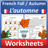 French Fall Autumn Worksheets and Puzzles in French L'auto
