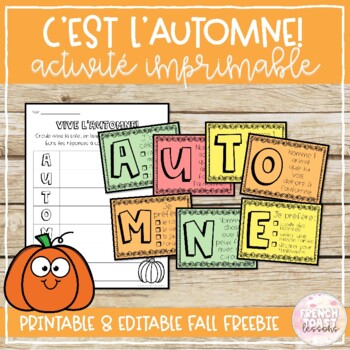 Preview of French Fall/Autumn Writing Activity AUTOMNE | L'automne