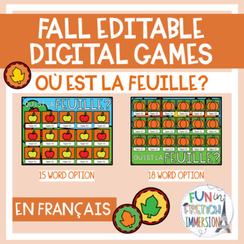 Preview of French Fall EDITABLE Digital Game - Où est la feuille?