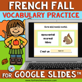 Preview of French Fall Vocabulary Activities for Google Slides™ | L'automne
