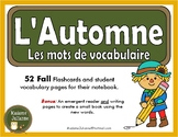 French Fall Vocabulary - Automne - mur de mots et lexique 