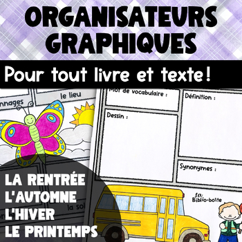 Preview of French Fall Winter Spring & Back to School Story Graphic Organizers BUNDLE