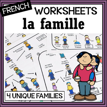 Preview of French Famille/Family oral & written activity with vocabulary-worksheet